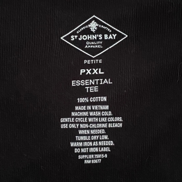 St Johns Bay Black Petite XXL Essential Long Sleeved Round Neck Shirt. NWT - Picture 6 of 6